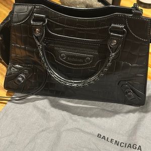 Balenciaga matte black leather crossbody bag!